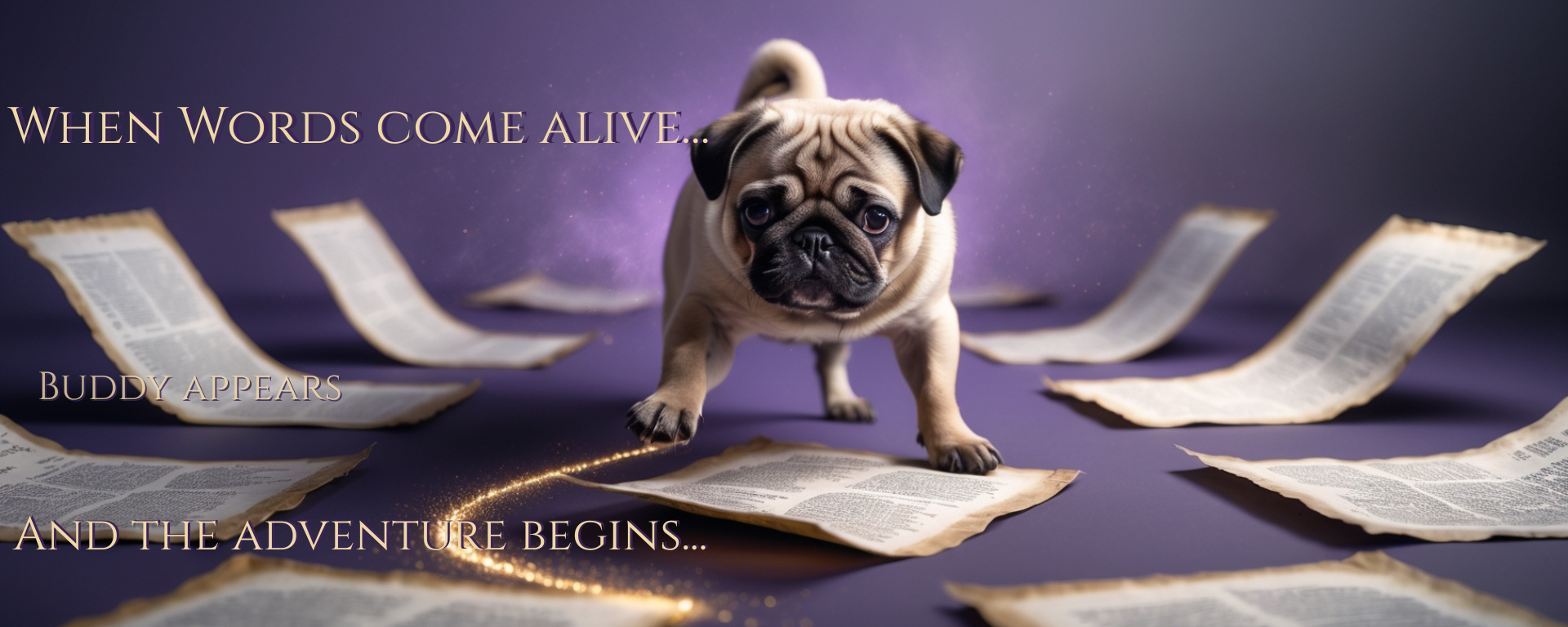 Pug and book